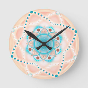 Pastel Floral Mandala Round Clock