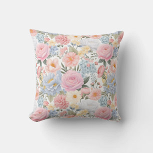 Pastel Floral Medley Flowers Pattern Cushion