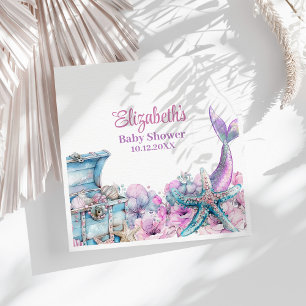 Pastel Floral Mermaid Tail Baby Shower  Napkin