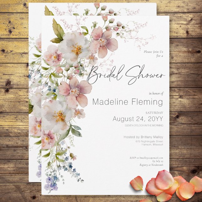 Pastel Floral Modern Bridal Shower Invitation (Pastel Floral Modern Bridal Shower Invitation)