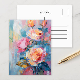 Pastel Floral Modern Impressionist Painting  Postcard