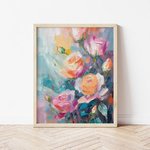 Pastel Floral Modern Impressionist Painting Poster