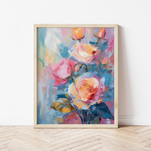 Pastel Floral Modern Impressionist Painting  Poster