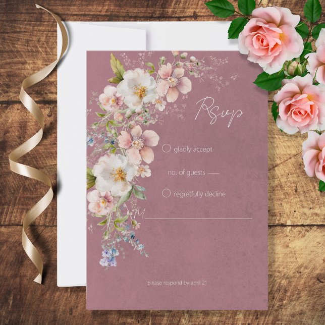 Pastel Floral Modern Pink Wedding RSVP Card (Creator Uploaded)