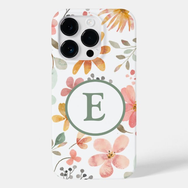 Pastel Floral Monogram iPhone Case (Back)