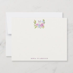 Pastel Floral Monogram Note Card