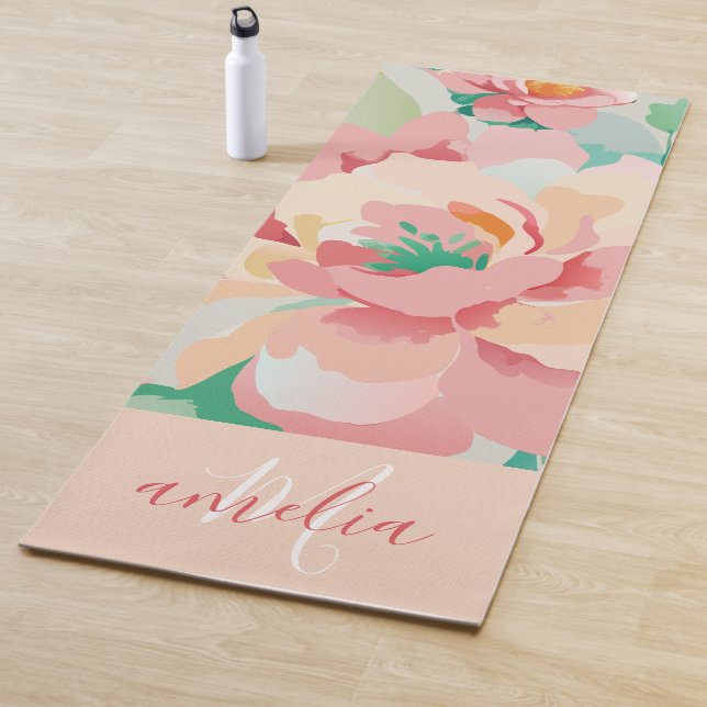 pastel floral monogram  yoga mat (In Situ)