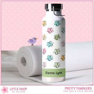 Pastel Floral Monogrammed Water Bottle
