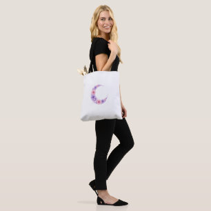 Pastel Floral Moon Tote - Kawaii Witch Bag