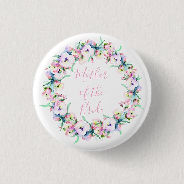 Pastel Floral Mother of the Bride 3 Cm Round Badge (Front)