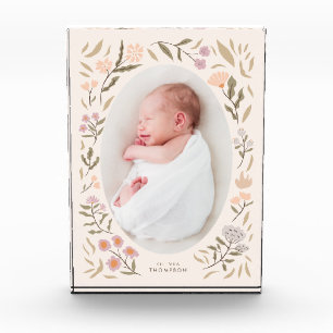 Pastel Floral Newborn Photo Keepsake Block
