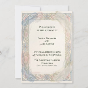 Pastel Floral Nouveau Wedding Invitation