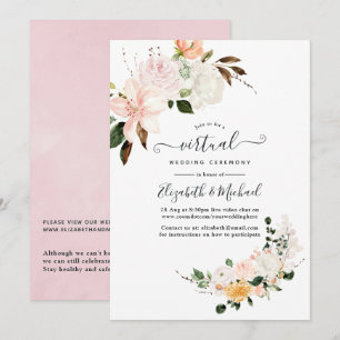 Pastel Floral Online Virtual Wedding Invitation