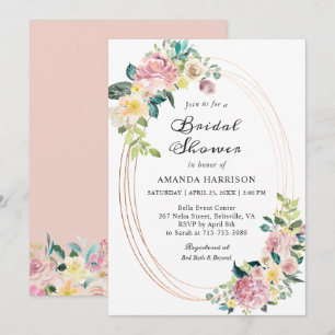Pastel Floral Oval Bridal Shower Invitation