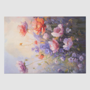 Pastel Floral Painting Soft Blooming Garden Tissue Paper