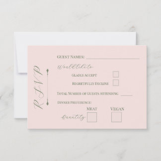 Pastel Floral Pale Pink RSVP Card