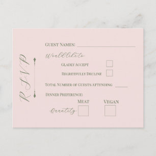 Pastel Floral Pale Pink RSVP Postcard