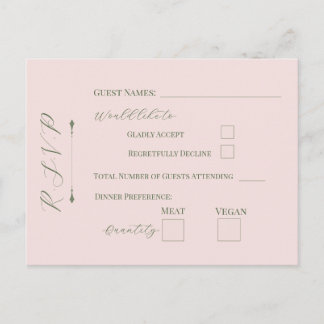Pastel Floral Pale Pink RSVP Postcard