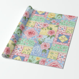 Pastel Floral Patchwork Picnic Pattern (10) Wrapping Paper
