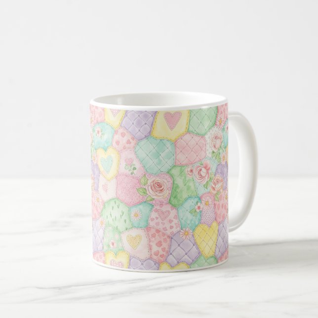 Pastel Floral Patchwork Picnic Pattern (4) Coffee Mug (Front Right)