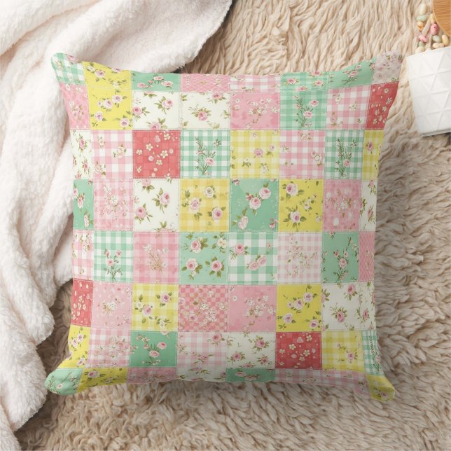Pastel Floral Patchwork Picnic Pattern (6) Cushion (Blanket)