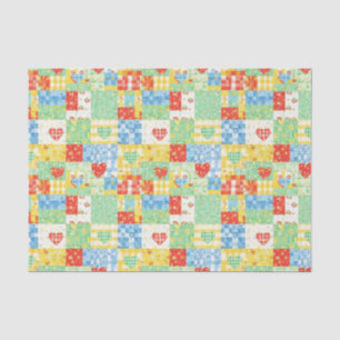 Pastel Floral Patchwork Picnic Pattern Tissue Paper