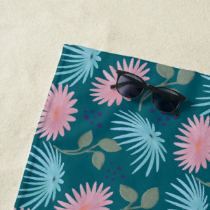 Pastel Floral Pattern Beach Towel
