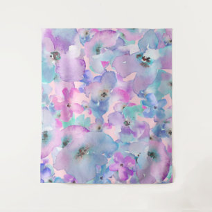 *~* Pastel Floral Pattern Blue Pink FLowers  Tapestry