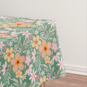Pastel Floral pattern C01 LGreen BG Tablecloth