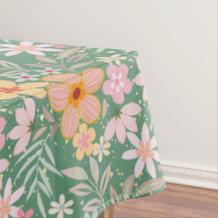 Pastel Floral pattern C01 LGreen BG Tablecloth