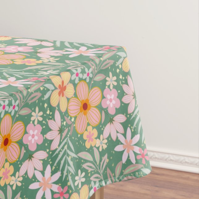 Pastel Floral pattern C01 LGreen BG Tablecloth (In Situ)