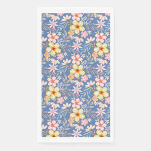 Pastel Floral pattern C03.bw LBlue BG Napkin