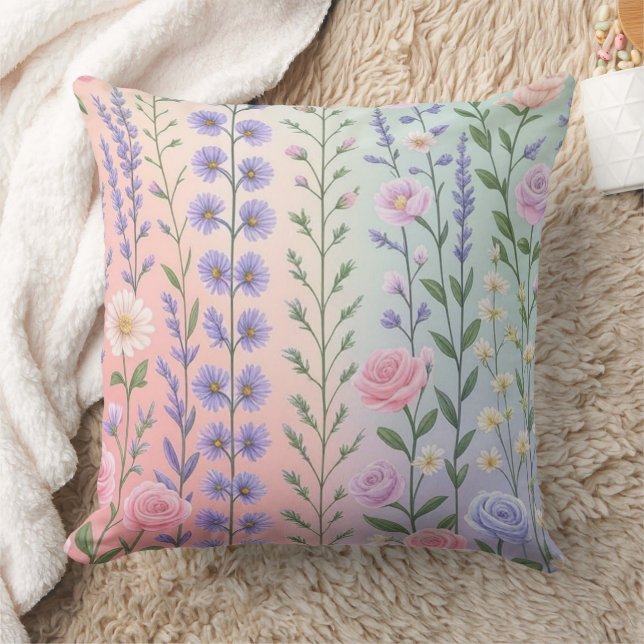 Pastel Floral Pattern   Cushion (Blanket)