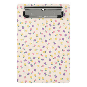 Pastel Floral Pattern – Cute Yellow, Pink & Purple Mini Clipboard