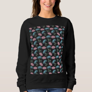 Pastel Floral Pattern on Black Background Cute D Sweatshirt