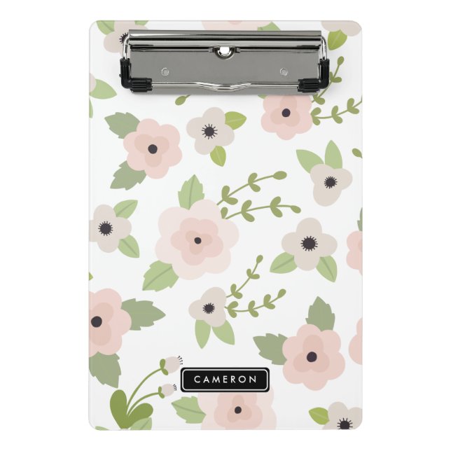 Pastel Floral Pattern Personalised Mini Clipboard (Front)