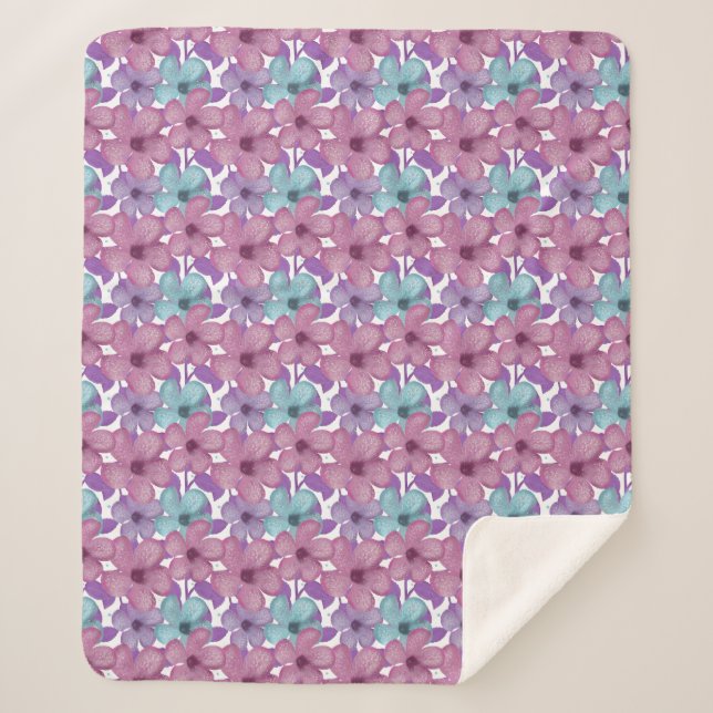 Pastel Floral Pattern |  Sherpa Blanket (Front)