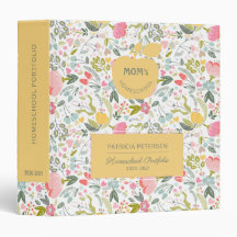 Pastel floral pattern yellow homeschool portfolio