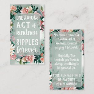 Pastel Floral Pay it Forward Random Act Kindness Business Card