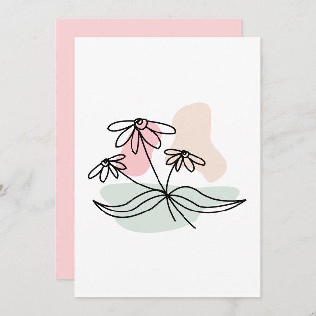  Pastel Floral Pencil Drawing  Invitation (Front/Back)