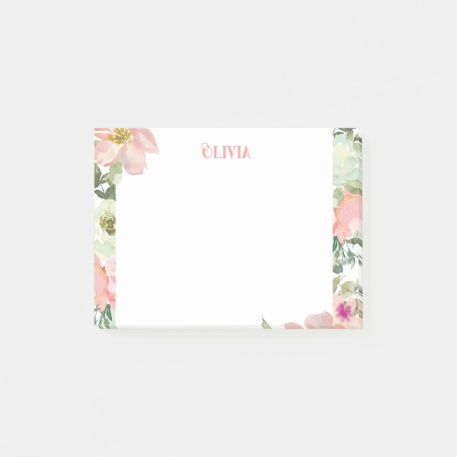 Pastel Floral Personalised Post-it Notes (Front)