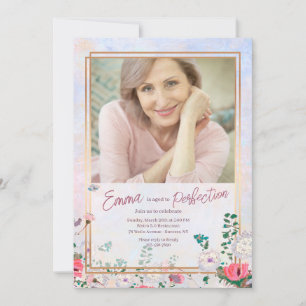 Pastel Floral Photo Birthday Invitation