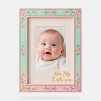 Pastel Floral Pink Mint Picture Frame Acrylic Sign