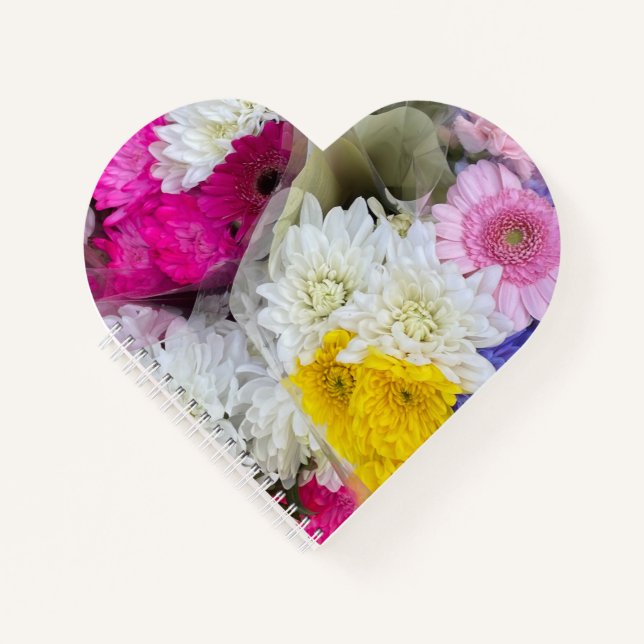 Pastel Floral Pink, Yellow & White Chrysanthemum Notebook (Front)