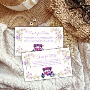 Pastel Floral Princess Carriage Books Baby Shower Enclosure Card