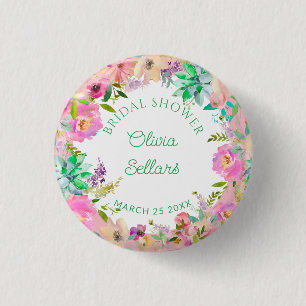 Pastel Floral Profusion Bridal Shower 3 Cm Round Badge