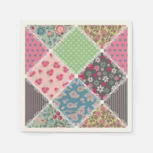 Pastel Floral Quilt Squares Napkin