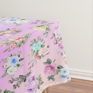 Pastel Floral Rainbow Tablecloth