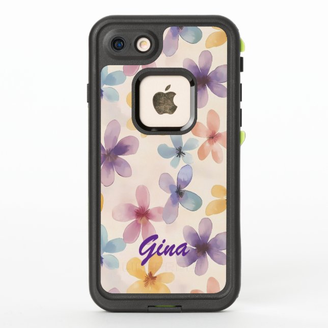 Pastel Floral Retro Hippie Flowers LifeProof iPhone Case (Back)