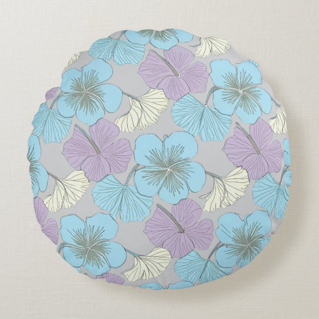 “Pastel Floral Round Pillow" Cushion (Front)